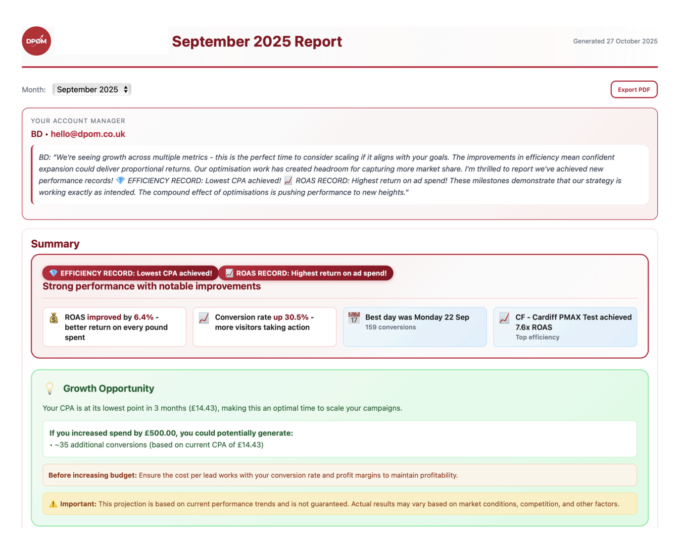 Performance Report Overview